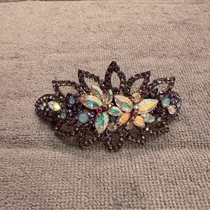 Vintage rhinestone hair clip- Iris tones